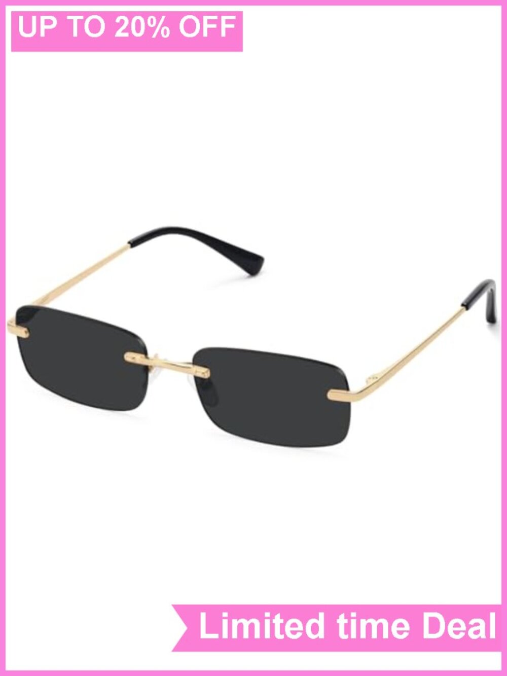 Retro Frameless Rectangle Sunglasses Women UV Protection Spring Hinge